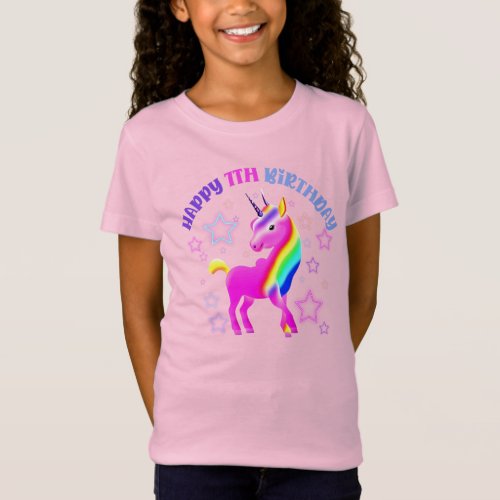 Happy 7th Birthday Neon Unicorn T_shirt