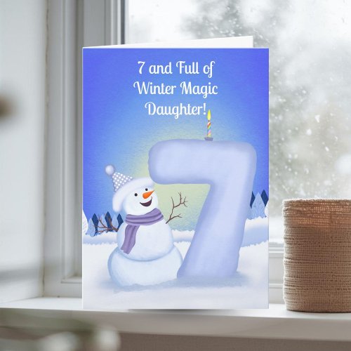 Happy 7th Birthday Snowman with a Snowy Seven 