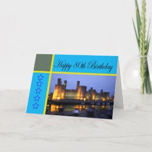 Happy 80th Birthday Caernarfon Castle Card