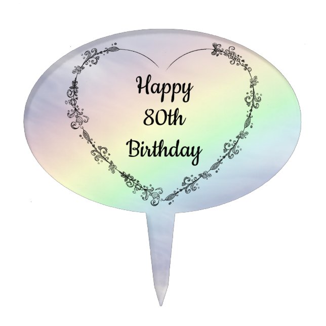 Happy 80th Birthday Cake Topper (Front)