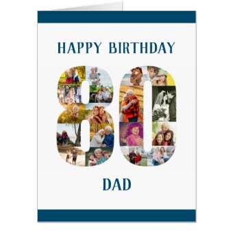 Happy 80th Birthday Dad 80 Photo Collage Giant Card | Zazzle