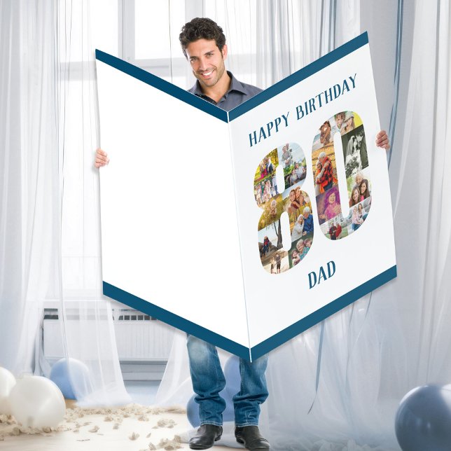 Happy 80th Birthday Dad 80 Photo Collage Giant Card (Creator Uploaded)