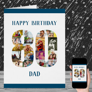 Happy 80th Birthday Dad Number 80 Photo Collage Cards