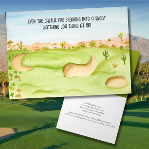Happy 80th Birthday Desert Golf Course Watercolor Card