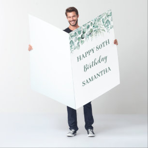 Happy 80th Birthday Eucalyptus Botanical Rustic Card