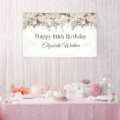 Happy 80th Birthday Feminine Pink Roses Floral Banner | Zazzle