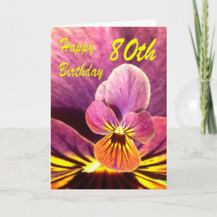 Happy 80th Birthday Flower Pansy Card