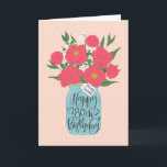 Happy 80th Birthday Friend w/ Mason Jar of Flowers Card<br><div class="desc">A mason jar filled with a gorgeous bunch of peonies and white flowers with the hand lettered words 'For my friend' on the tag and 'Happy 80th Birthday' on the mason jar. The perfect birthday card to celebrate your friend's birthday! © Ness Nordberg</div>