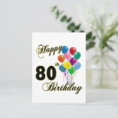 Happy 80th Birthday Gifts and Birthday Apparel Postcard | Zazzle