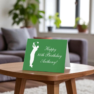 Happy 80th Birthday Golfer Sports Par  Letterpress Thank You Card