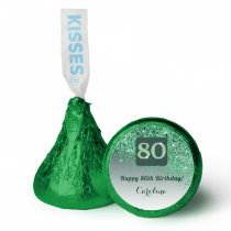 Happy 80th Birthday Green Glitter Sweet Gorgeous Hershey®'s Kisses®