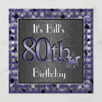 Happy 80th Birthday Party Invitation For Him by PersonalCustom at Zazzle