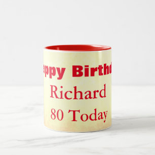 Happy 80th Birthday Personalised Two-Tone Coffee Mug