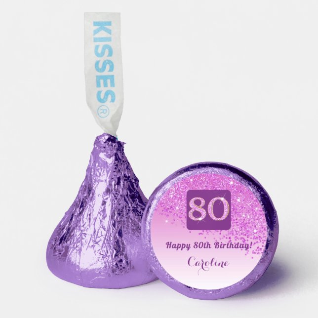 Happy 80th Birthday Pink Glitter Sweet  Hershey®'s Kisses® (Front)