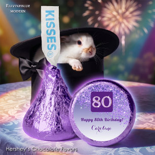 Happy 80th Birthday Purple Glitter Sweet Hershey®'s Kisses®