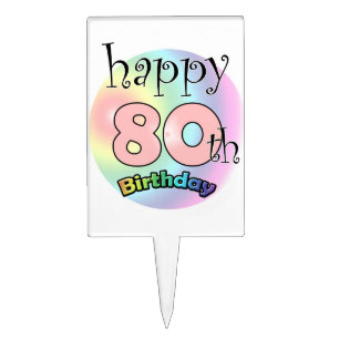 Happy 80th Birthday (roze) Cake Topper