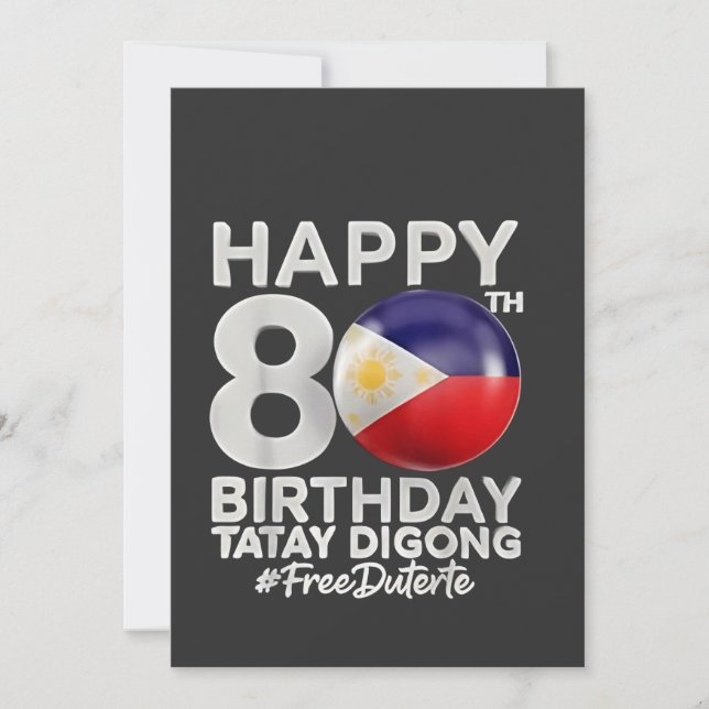 Happy 80th Birthday Tatay Digong Duterte PRRD Invitation (Front)
