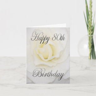 Happy 80th Birthday White Flower Card
