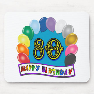 Happy 80th Birthday with Balloons Mouse Pad