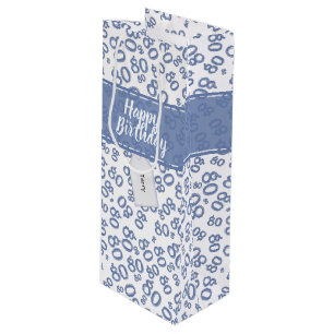 Happy 80th Random Number Pattern Blue/White Wine Gift Bag