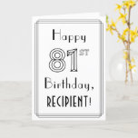 [ Thumbnail: Happy 81st Birthday, Art Deco Style W/ Custom Name Card ]