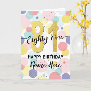 Happy 81st Birthday Pastel Rainbow and Gold Girl Card