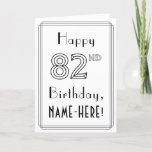 [ Thumbnail: Happy 82nd Birthday, Art Deco Style W/ Custom Name Card ]