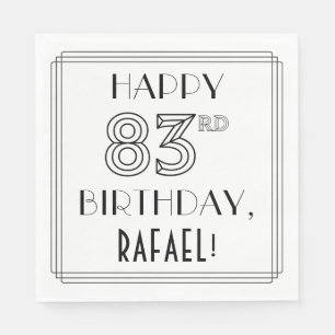 HAPPY 83RD BIRTHDAY; Art Deco Style; Custom Name Napkins