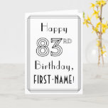 [ Thumbnail: Happy 83rd Birthday, Art Deco Style W/ Custom Name Card ]