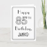 [ Thumbnail: Happy 85th Birthday, Art Deco Style W/ Custom Name Card ]
