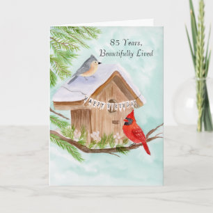 Happy 85th Birthday Birds at Birdhouse Card