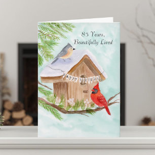  Happy 85th Birthday Birds at Birdhouse Card