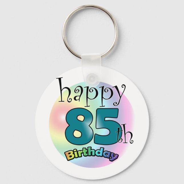 Happy 85th Birthday (blauw) Keychain (Front)