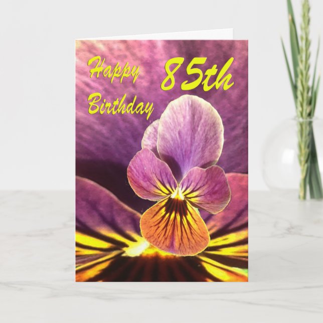 Happy 85th Birthday Flower Pansy Card (Front)