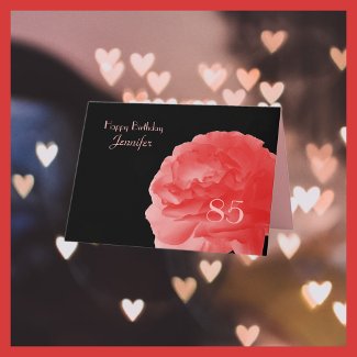 Happy 85th Birthday Greeting Card, Coral Pink Rose