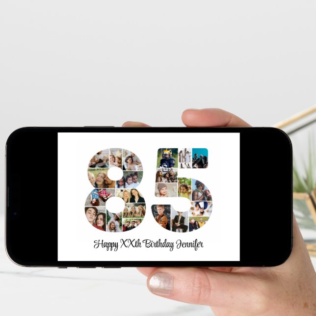 Happy 85th Birthday Number 85 Custom Photo Collage Card (Front Digital)