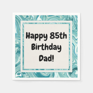 Happy 85th Birthday Personalize Blue Liquid Marble Napkins