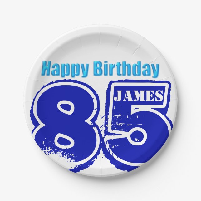 Happy 85th Birthday Personalized Paper Plates (Front)