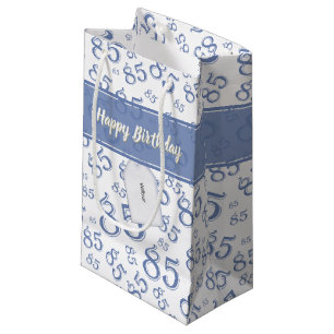 Happy 85th Random Number Pattern Blue/White Small Gift Bag
