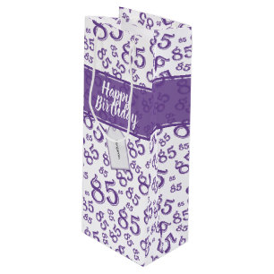 Happy 85th Random Number Pattern Purple/White Wine Gift Bag