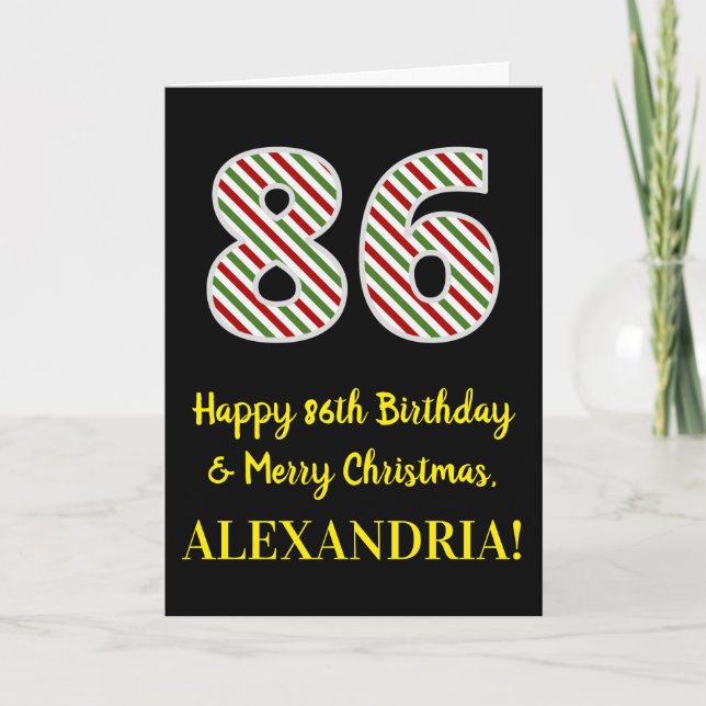 Happy 86th Birthday & Merry Christmas, Custom Name Card (Front)