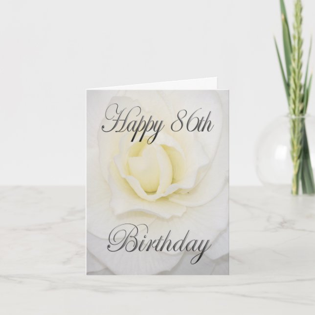 Happy 86th Birthday White Flower Card (Front)