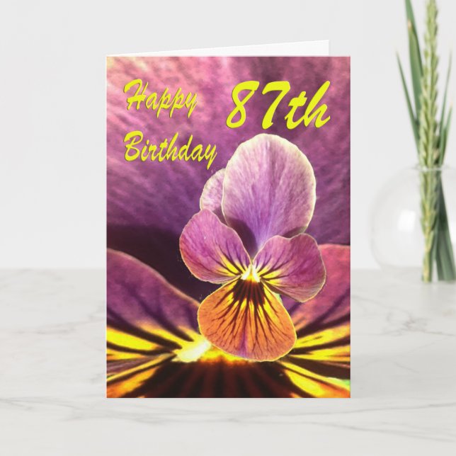 Happy 87th Birthday Flower Pansy Card (Front)