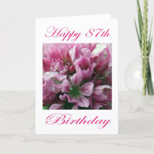 Happy 87th Birthday Pink and Green Flower Card