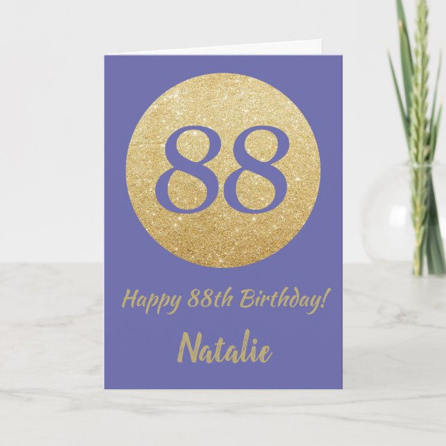 Happy 88th Birthday and Gold Glitter Card (Front)