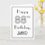 [ Thumbnail: Happy 88th Birthday, Art Deco Style W/ Custom Name Card ]