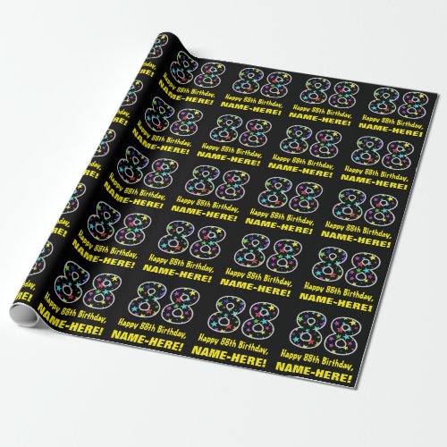 Happy 88th Birthday Fun Colorful Stars Pattern 88 Wrapping Paper