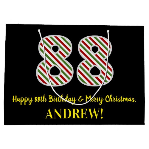 Happy 88th Birthday  Merry Christmas Custom Name Large Gift Bag