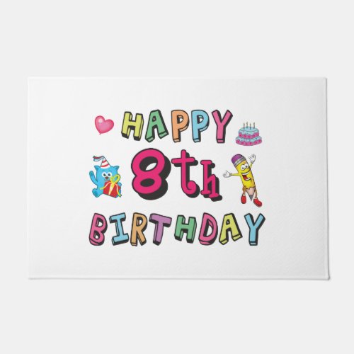 Happy 8th Birthday 8 year b_day Doormat