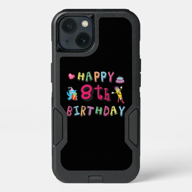 Happy 8th Birthday. 8 year b-day. Otterbox iPhone Case (Back)
